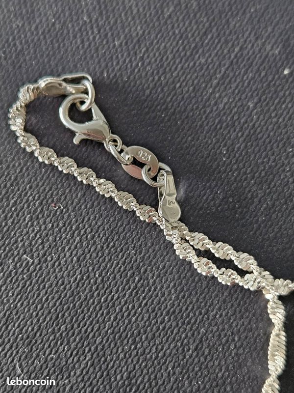 Bracelet Chaîne Argent 925 - Perles Polies - Bijou Vintage Élégant - Poinçonné 2439