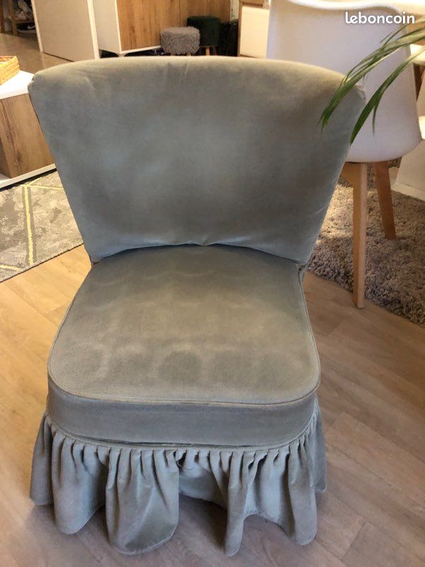 Fauteuil une place vert kaki en velours (image 5)