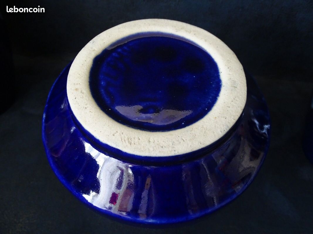 VENDUES / Vases Céramiques Grès du Morvan bleu + Alpho Alphonse Mouton design Art Nouveau rétro Vintage 1930's (image 9)