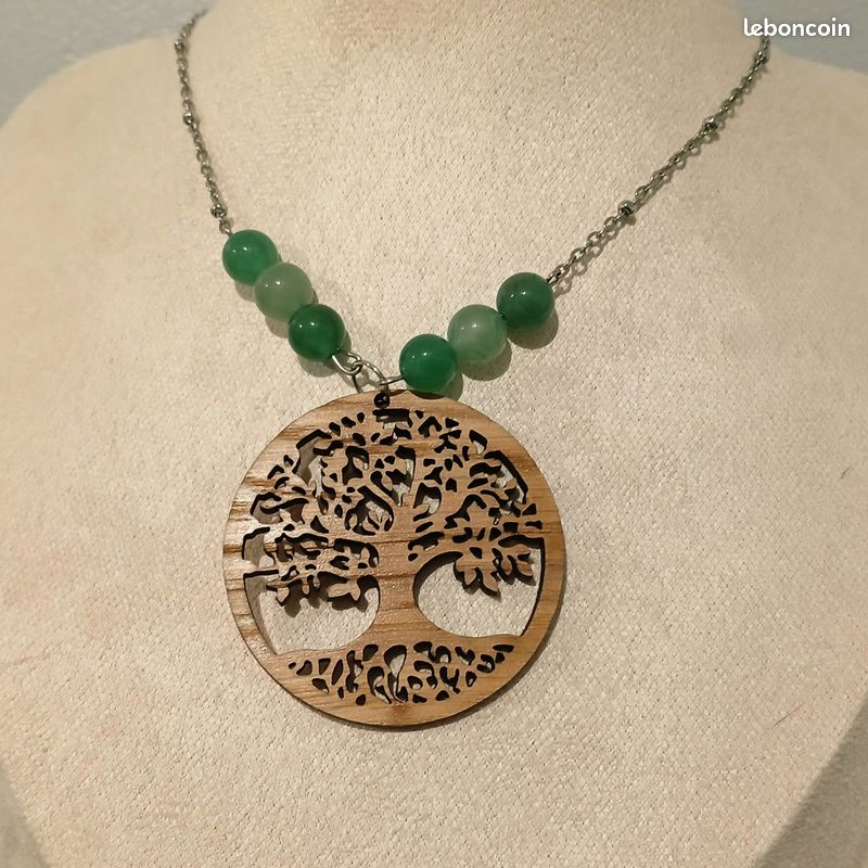Pendentif Collier En Aventurine Verte - Pierre Naturelle - Nouveau Avec étiquette