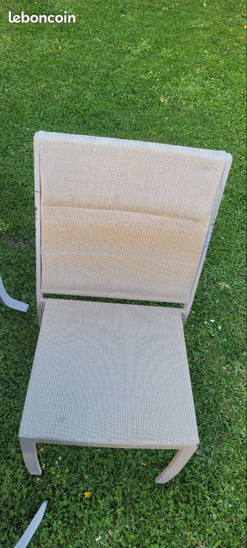 6 chaises de jardin métal et toile beige (image 3)