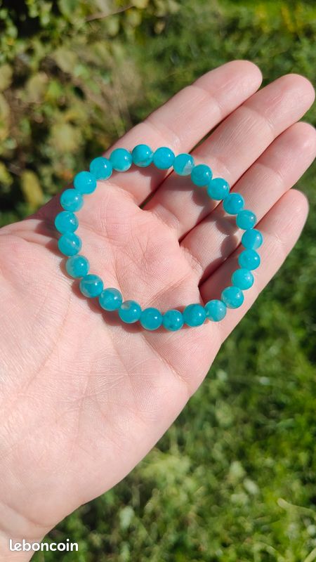 Bracelet En Amazonite Du Pérou - Perles De 6 Mm - Neuf Avec Étiquette