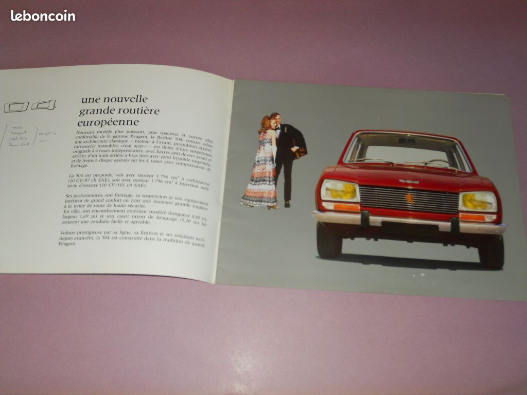 PEUGEOT 504 brochure catalogue - année 1968 (image 2)