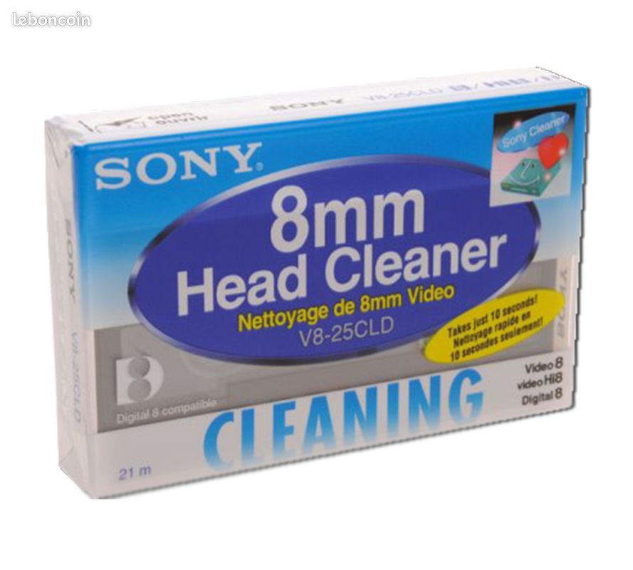 Cassette De Nettoyage De Tête Sony V8-6CLHSP, Scellée, Pour Video8/Hi8/Digital8