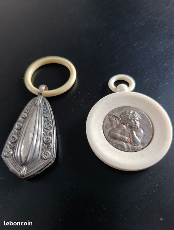 Hochet Ancien En Argent Pour Berceau - Motif Oiseaux (diamètre 4 Cm, 13 Gr)