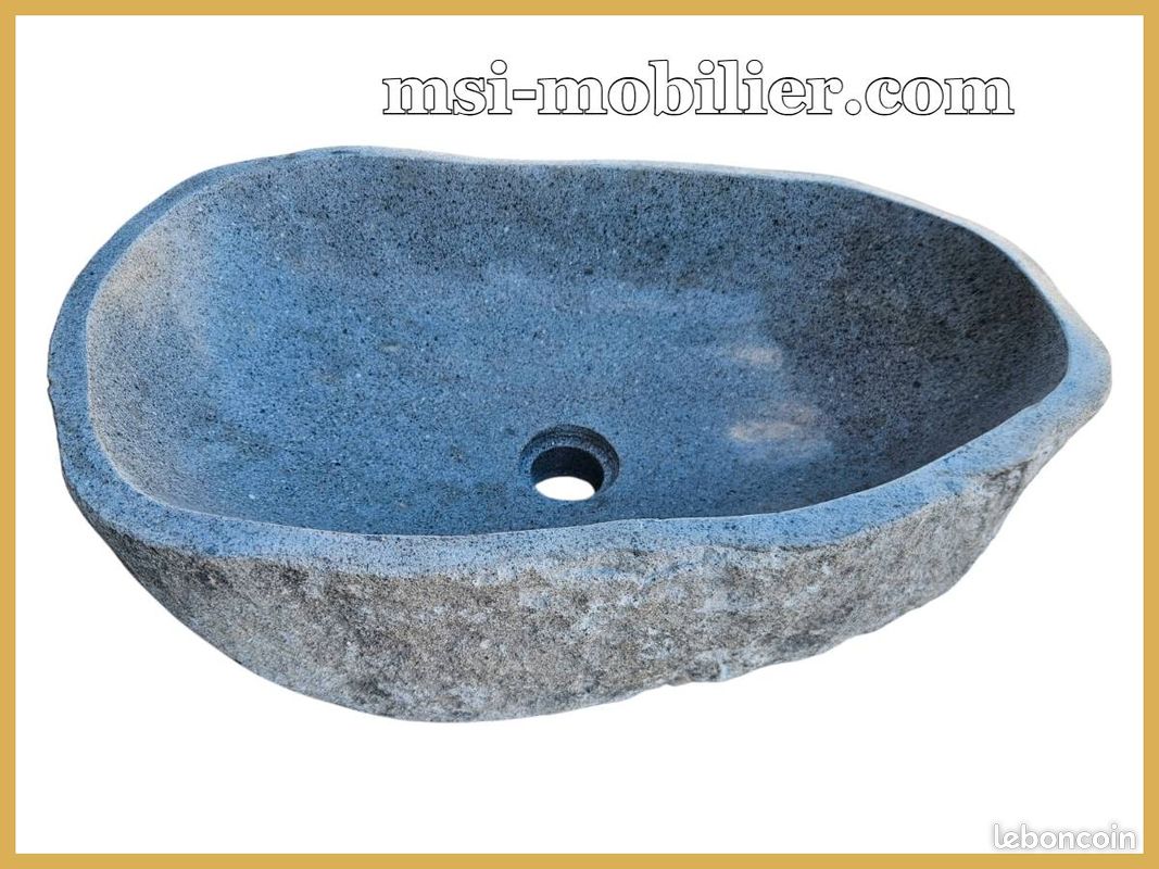 ❤️ Vasque à poser en pierre naturelle de rivière au design brut pour salle de bain moderne et naturelle (image 4)
