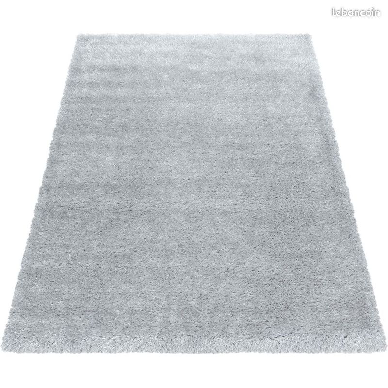 Tapis à poils longs doux uni Soda Argenté 160x230 (image 3)