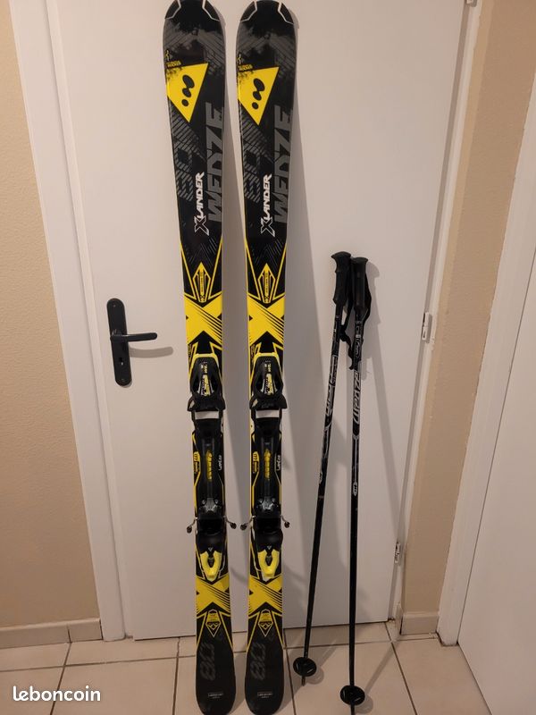 Ski Wedze X-LANDER 165 Cm – Noir/bleu + Fixations – Occasion Piste Loisir