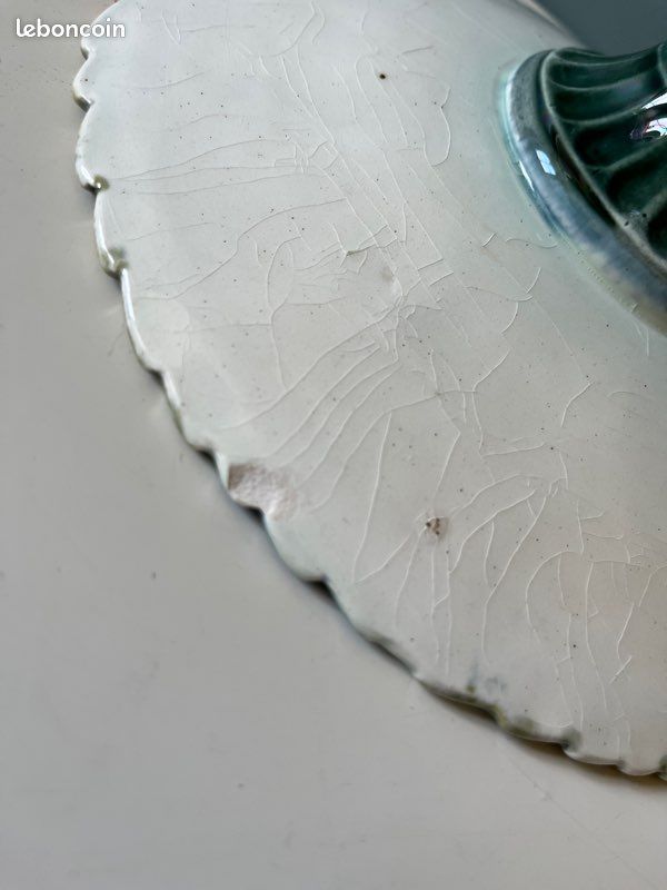 Barbotine d’Onnaing - coupe sur piédouche modèle « les fraisiers » - époque fin XIXe (image 7)