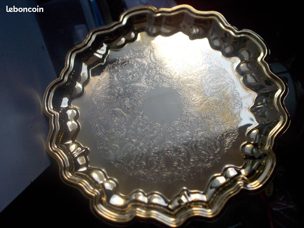 Assiette plat en veritable plaqué or (image 1)