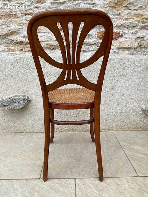 Lot De 3 Chaises Vintage Cannées Bois Blanc Rotin Portobello 45x45x96cm