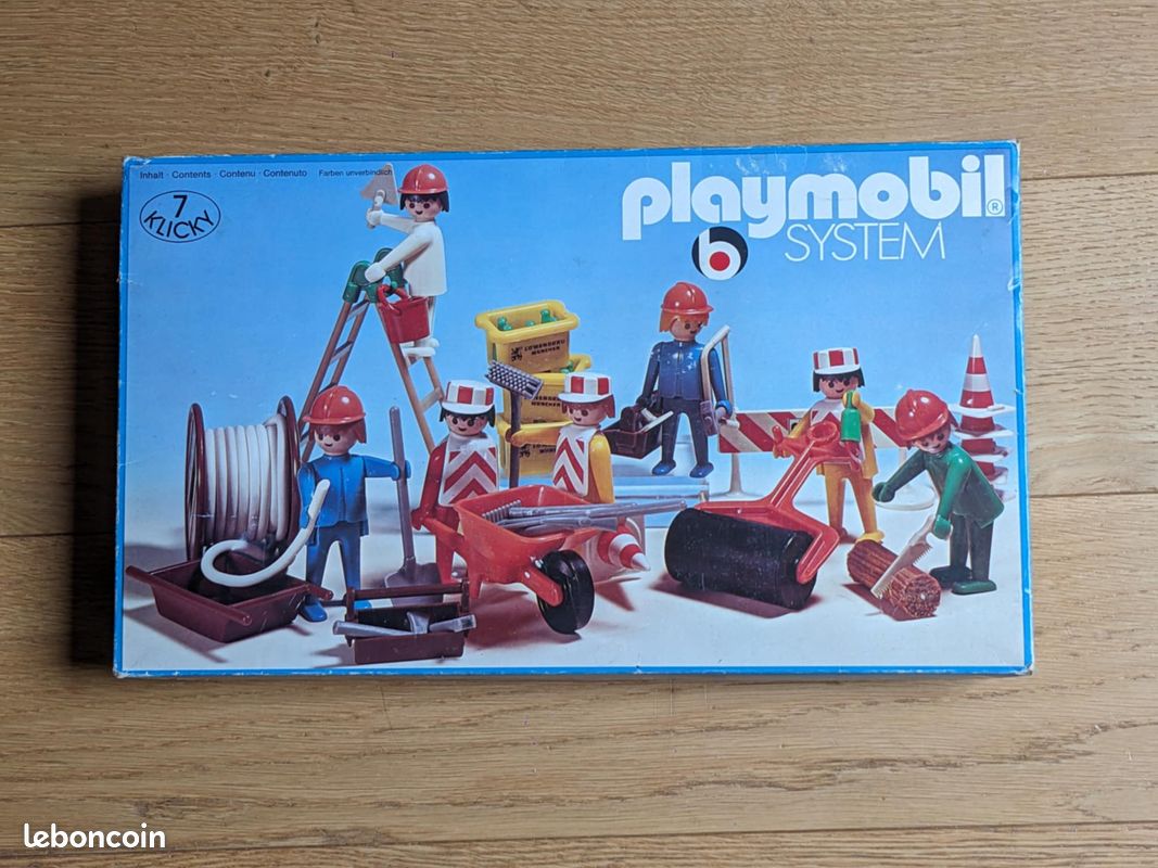 Playmobil vintage 7 klicky 3400 ouvriers du bâtiment travaux chantier dans sa boite (image 1)