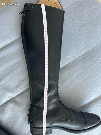 Bottes D'équitation Caoutchouc Doublées - Bande De Cuir - Taille 37 - France