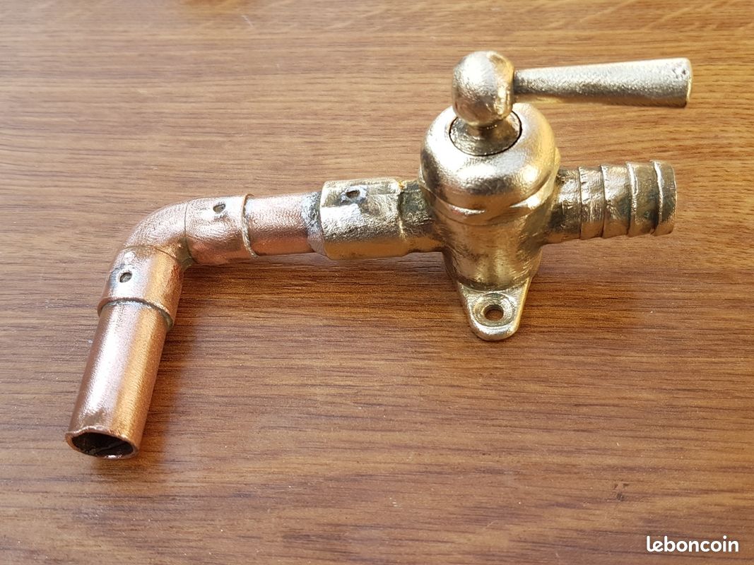 Ancien robinet gaz laiton / bronze Old brass tap (image 1)