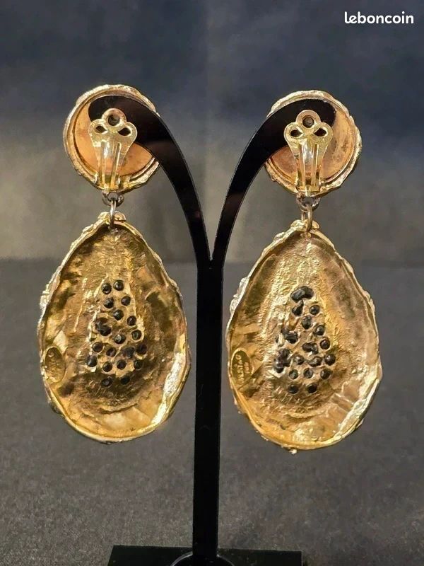 Boucles D'oreilles Pendantes Jacky De G Vintage - Cristaux Rouges Clips, Bijou Rétro élégant