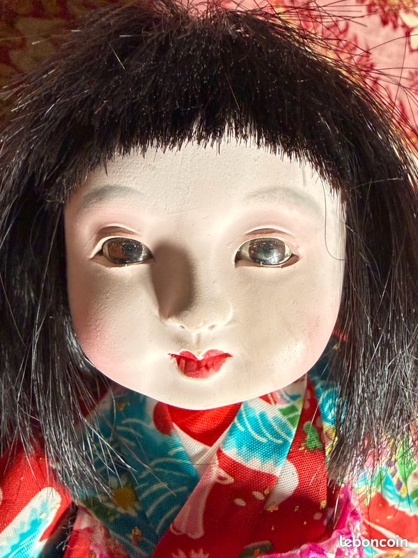 Poupée Indienne Vintage - Tête, Bras, Jambes Porcelaine - Yeux Verre - Occasion