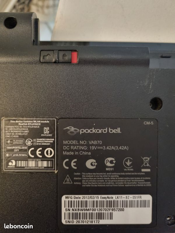 Plasturgie De Base Pour PACKARD BELL EasyNote LS11HR P7yso Pi 23047