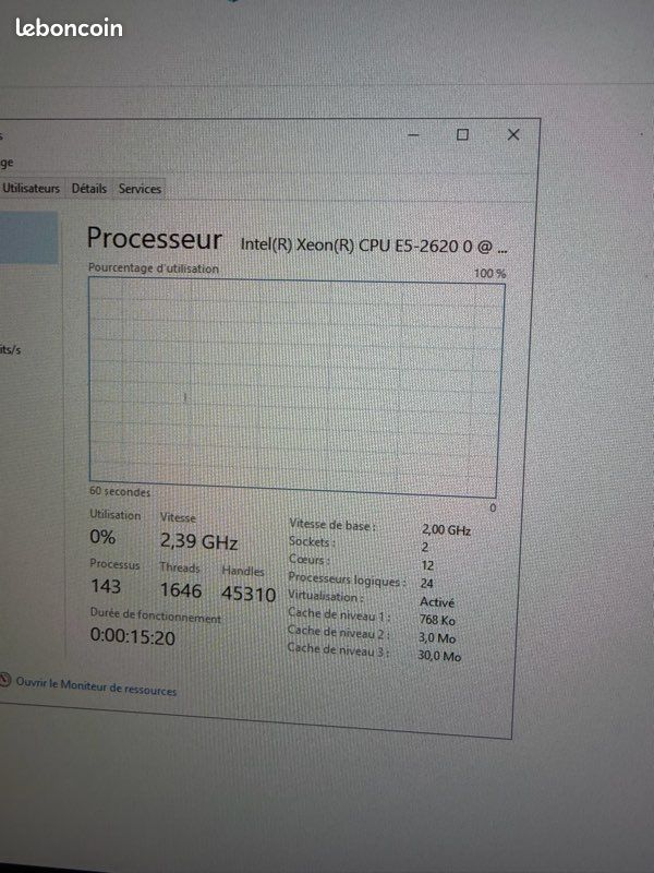 Serveur HPE ML350 Gen8 + bi proc Xeon E5-2620 + 256 Go de DDR 3 + 5x300Go de disque en 10K + rail de baie + carte réseau 2x SFP+ 10 Gbit/s (image 9)