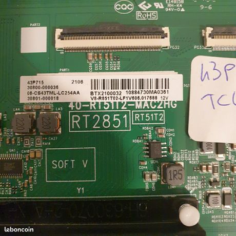 Carte mère télé TCL 65P631 Référence: 40-R51MPE-MAA2HG - vente de