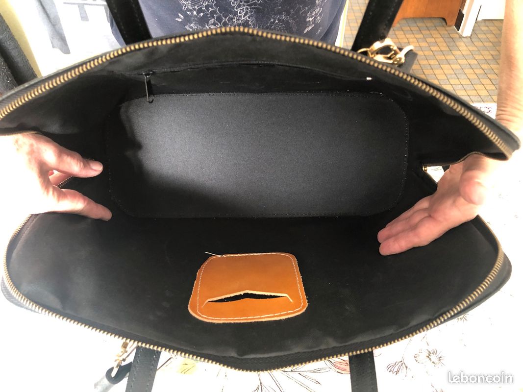 Sac à main cuir noir « VERA PELLE » (image 3)