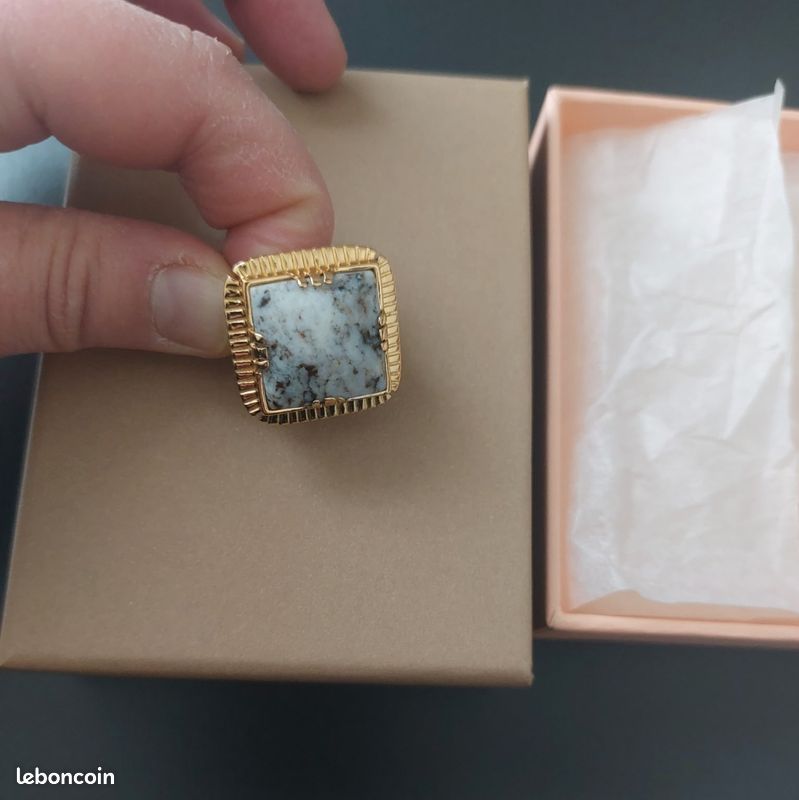Bague Plaqué Or Motif Vague – Taille 59, Vintage New Old Stock, Occasion Mais Peu Portée, Poinçonnée