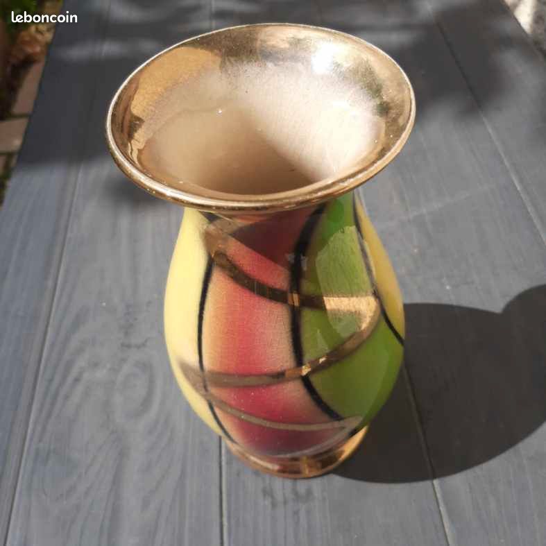 Paire de vases vert jaune rose ... (image 2)
