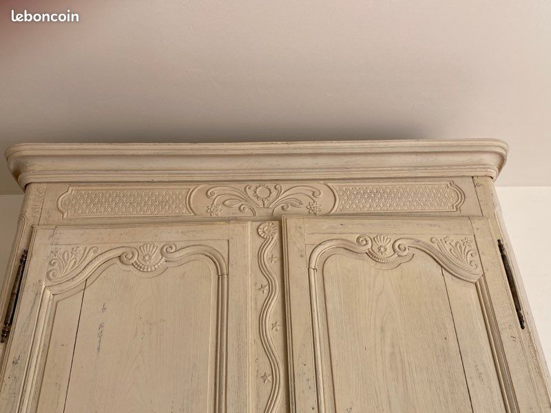 Armoire ancienne patinée blanche (image 7)