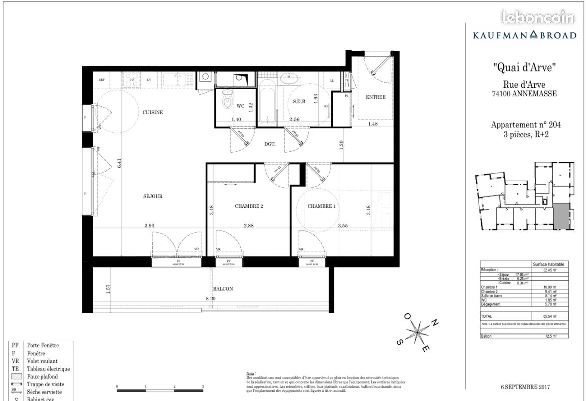 Appartement 3 pièces 66 m² · à Annemasse · 66 m² · 1 070 €/mois