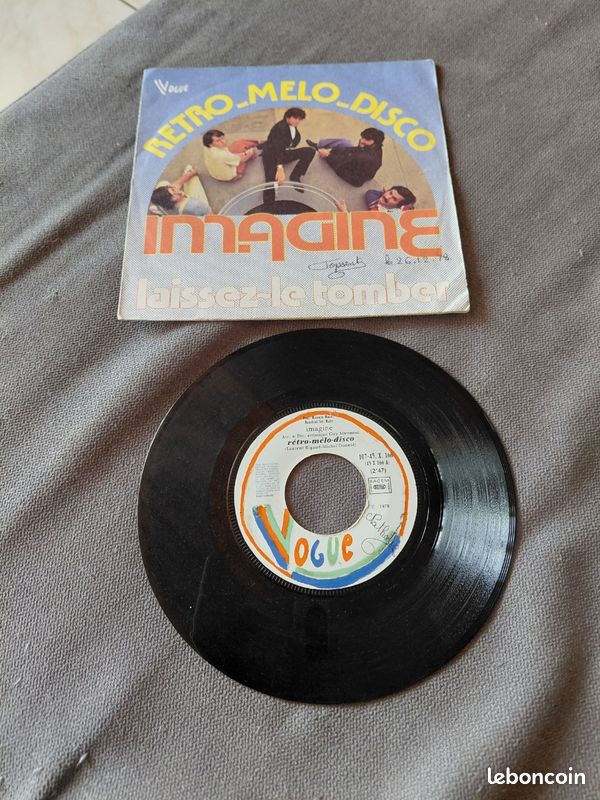 Vinyle 45 tours rétro mélo disco, imagine (image 1)