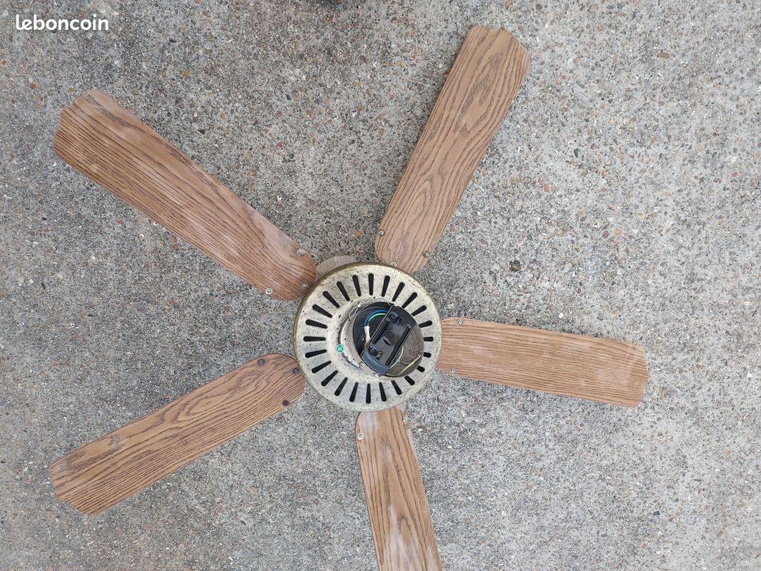 Ventilateur de plafond avec variateur de vitesse éclairage 3 ampoules , 5 pales de 50 cm. Diametre total 120 cm (image 1)