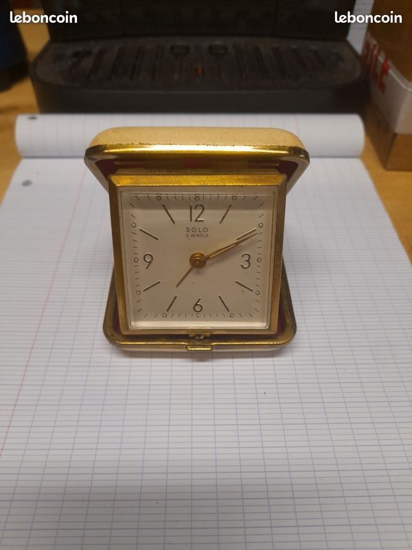 Montre De Poche Maritime Vintage - Boîtier Laiton - Cadran Jaune - Mouvement Quartz - Neuf Avec Boîte En Bois