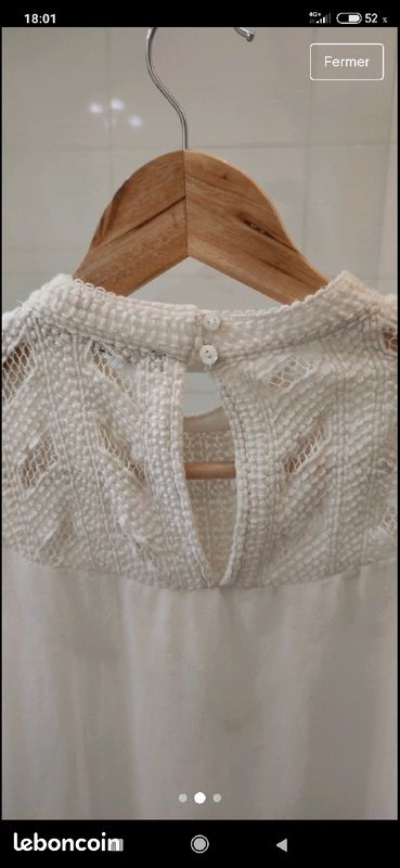 Haut fluide blanc transparence et dentelle (image 3)