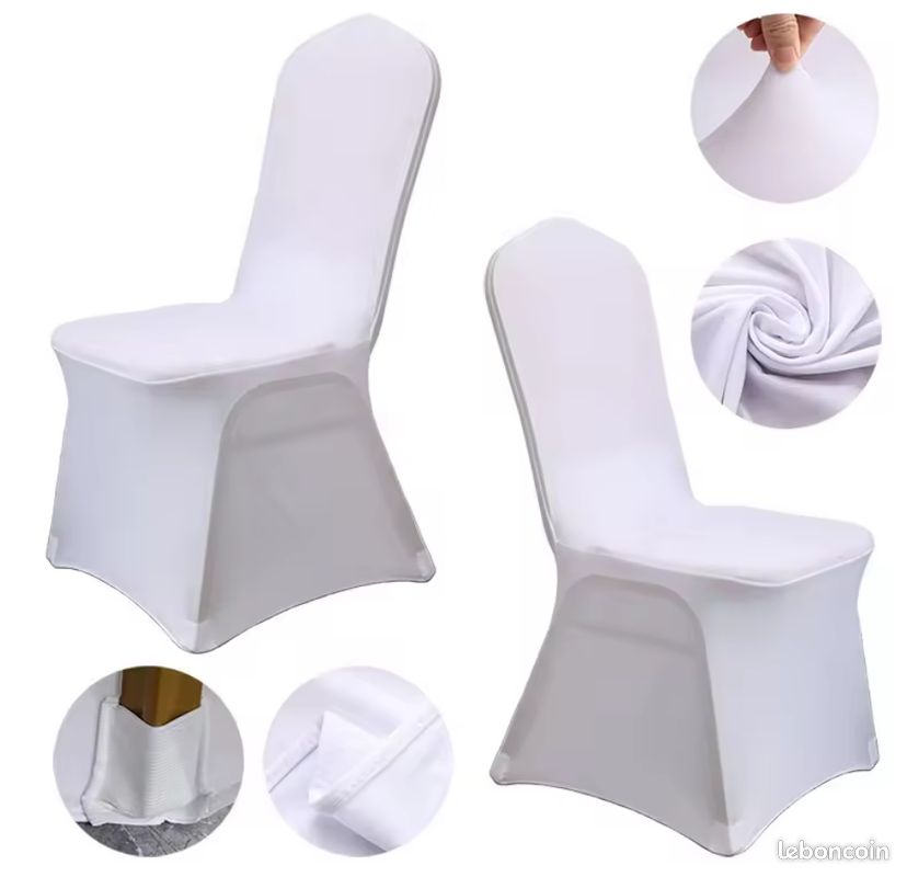Housses de chaises blanche en lycra extensible (image 2)