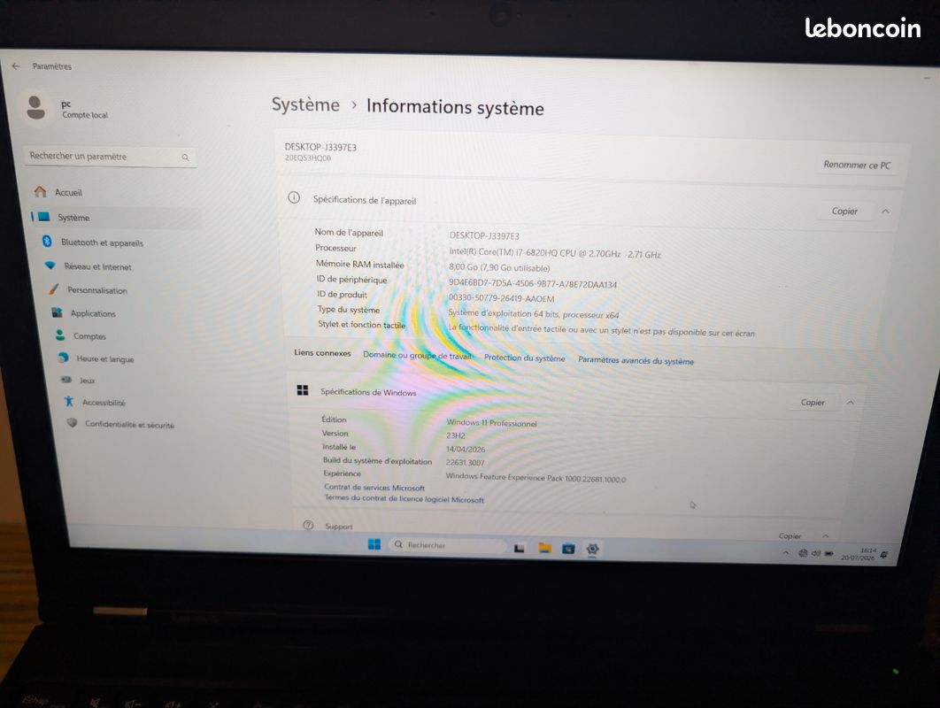 Lenovo ThinkPad P50 i7-6820HQ 8 Go RAM SSD 256 Go + Dock ThinkPad (image 2)