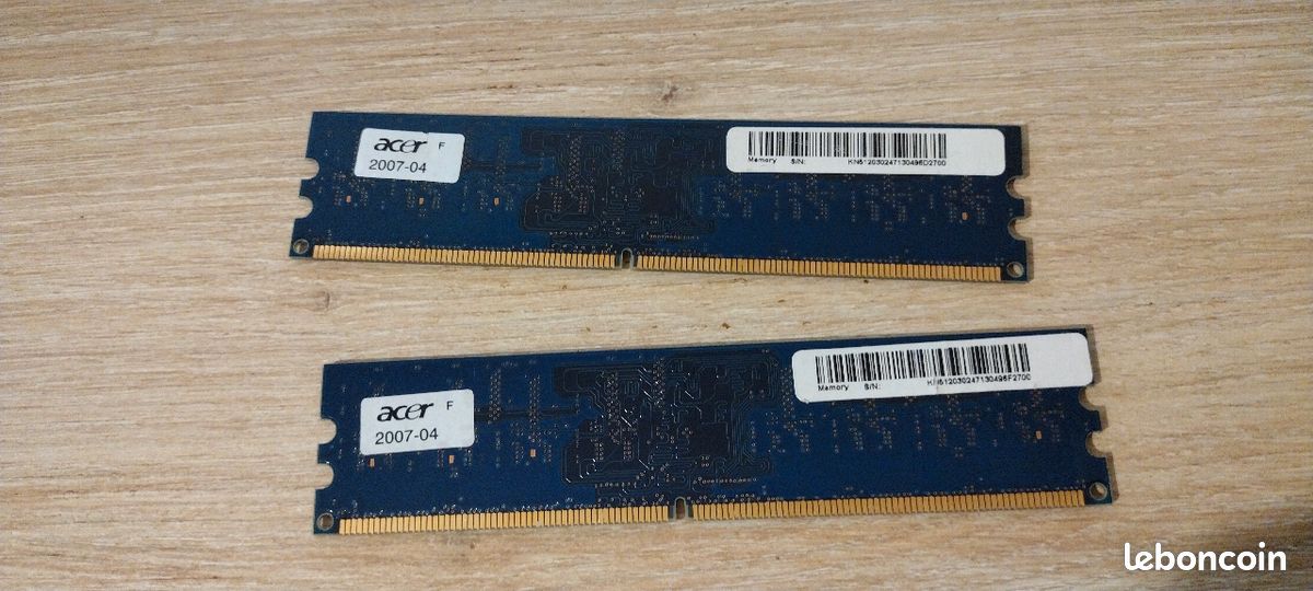 Mémoire NANYA 2x 512Mo DDR2 PC2-5300 (image 2)