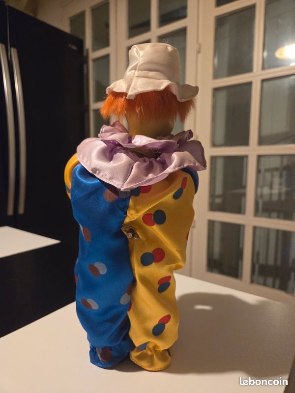Poupée Bleuette 301 Clown Animée - Boîte à Musique Automate - 29 Cm - Reproduction Neuve