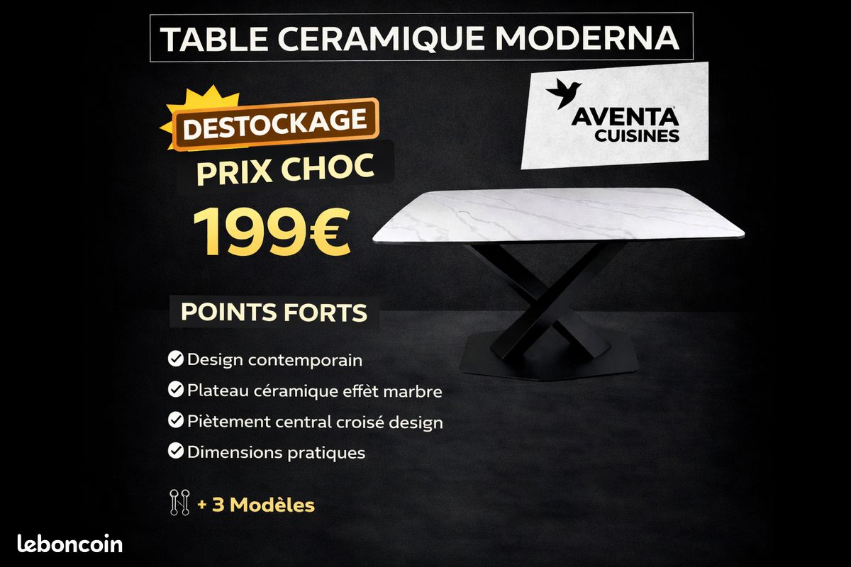 ✨ TABLE SALLE À MANGER MARBRE BLANC – Design moderne – 199 – Vienne (image 1)