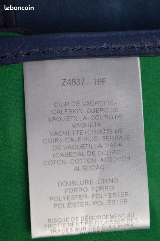 Sac à main cuir lisse et velours bleu avec rabat à gros pois bleu – Etat neuf - Caroll (image 11)