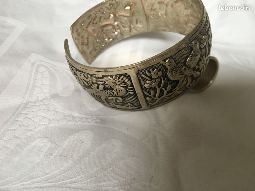 Bracelet jonc ethnique flèches métal argenté