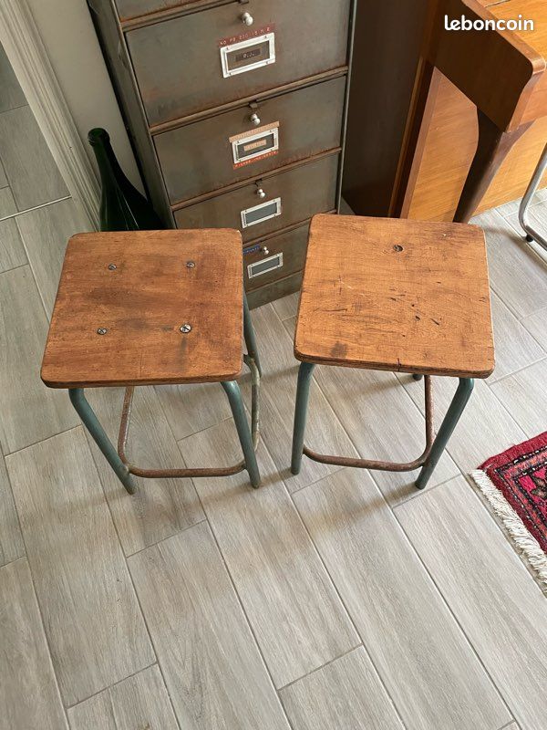 Paire de tabourets industriels Vintage Design Müller & Cavaillon (image 2)