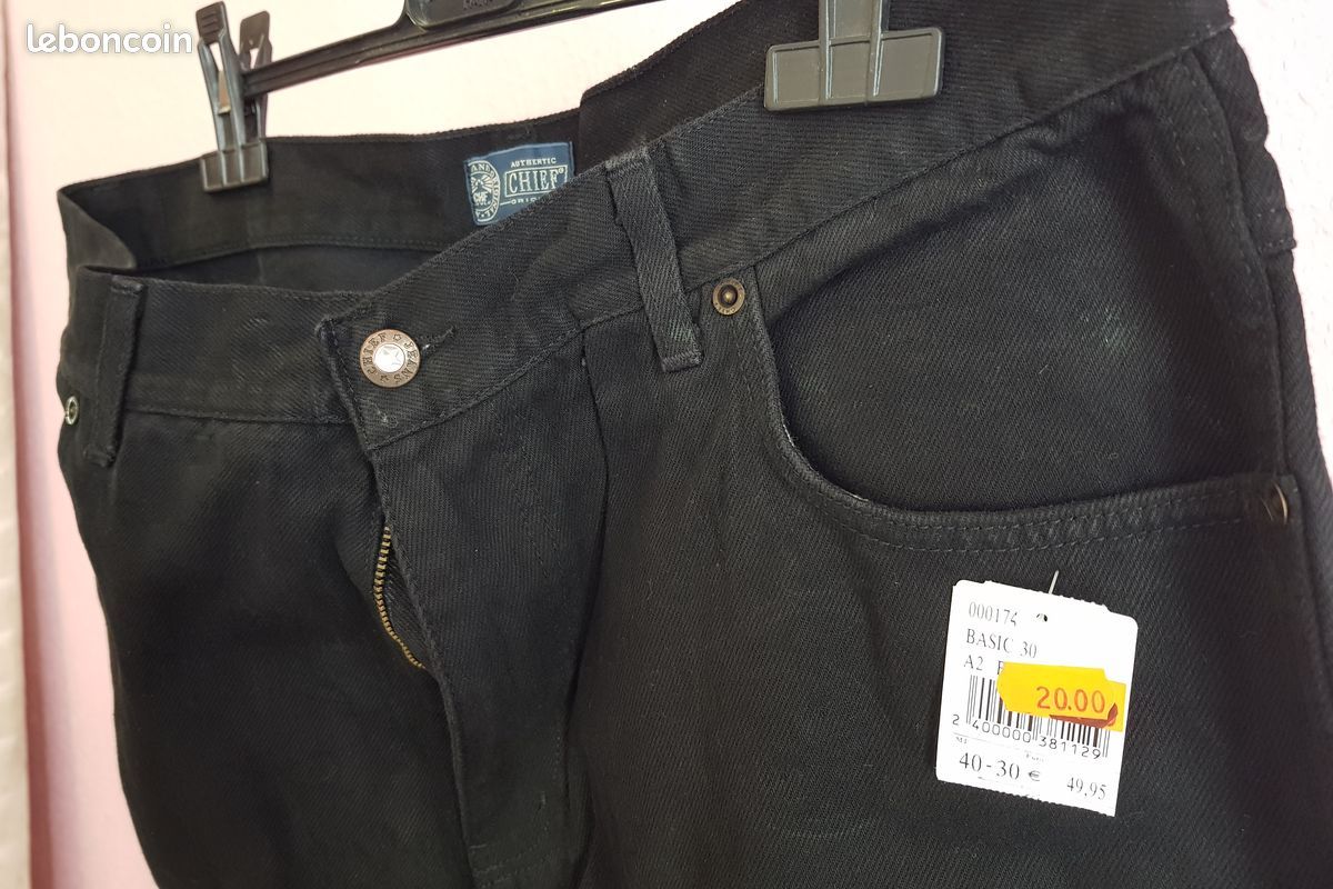 đJEANS Noir THE BASIC CHIEF â
T52 Designer NEUF Fermeture Ă©clair Ă Prix SacrifiĂ©sâïžâïžâïž (image 7)