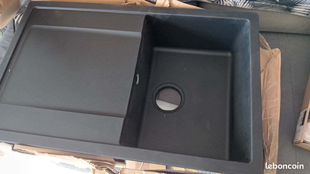 Évier encastrable GRANITEK NOIR+ mitigeur ELLECI LOGIK 300 neuf (image 1)