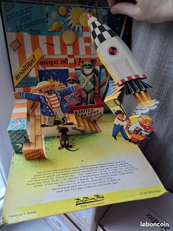Livre Pop-up Vintage Des Années 60 – Air, Terre Et Mer : Véhicules 3D (trains, Voitures, Avions)