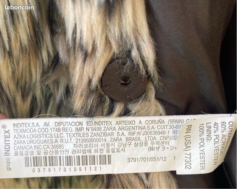 🧥 Veste fausse fourrure léopard – 11/12 ans – Zara (image 4)