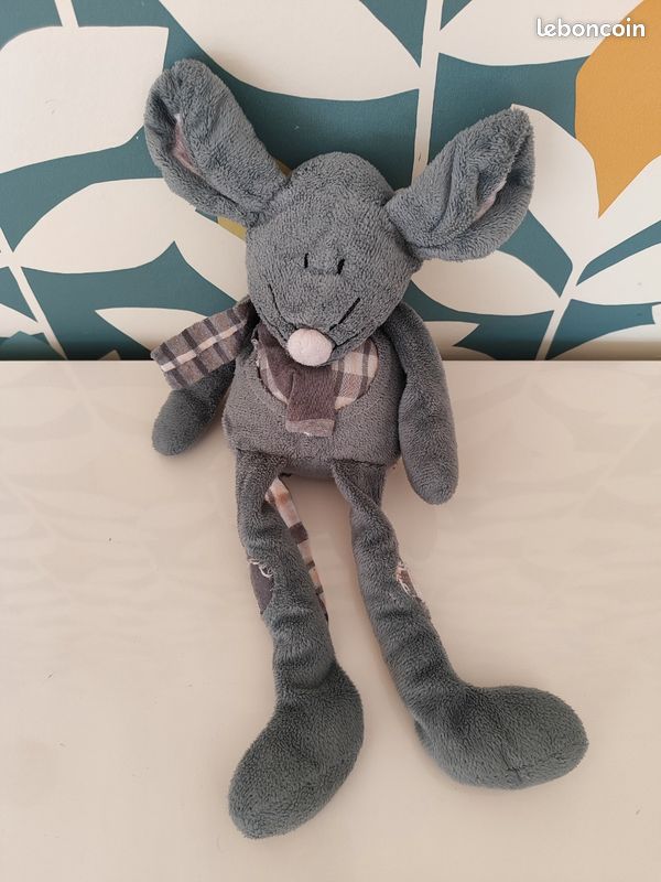 Doudou souris beige vert chiffre 1 PERICLES Doudou souris beige vert chiffre 1 PERICLES