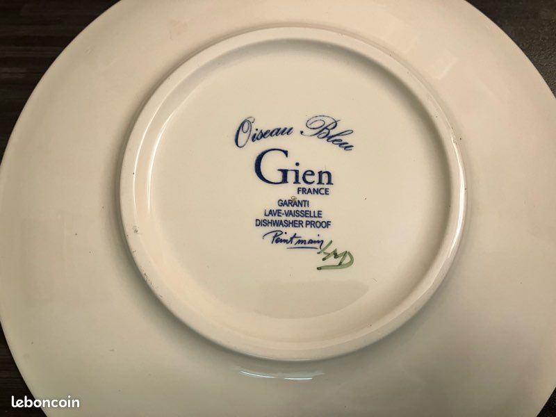 Paire de déjeuners Gien Décor Oiseau bleu (image 5)