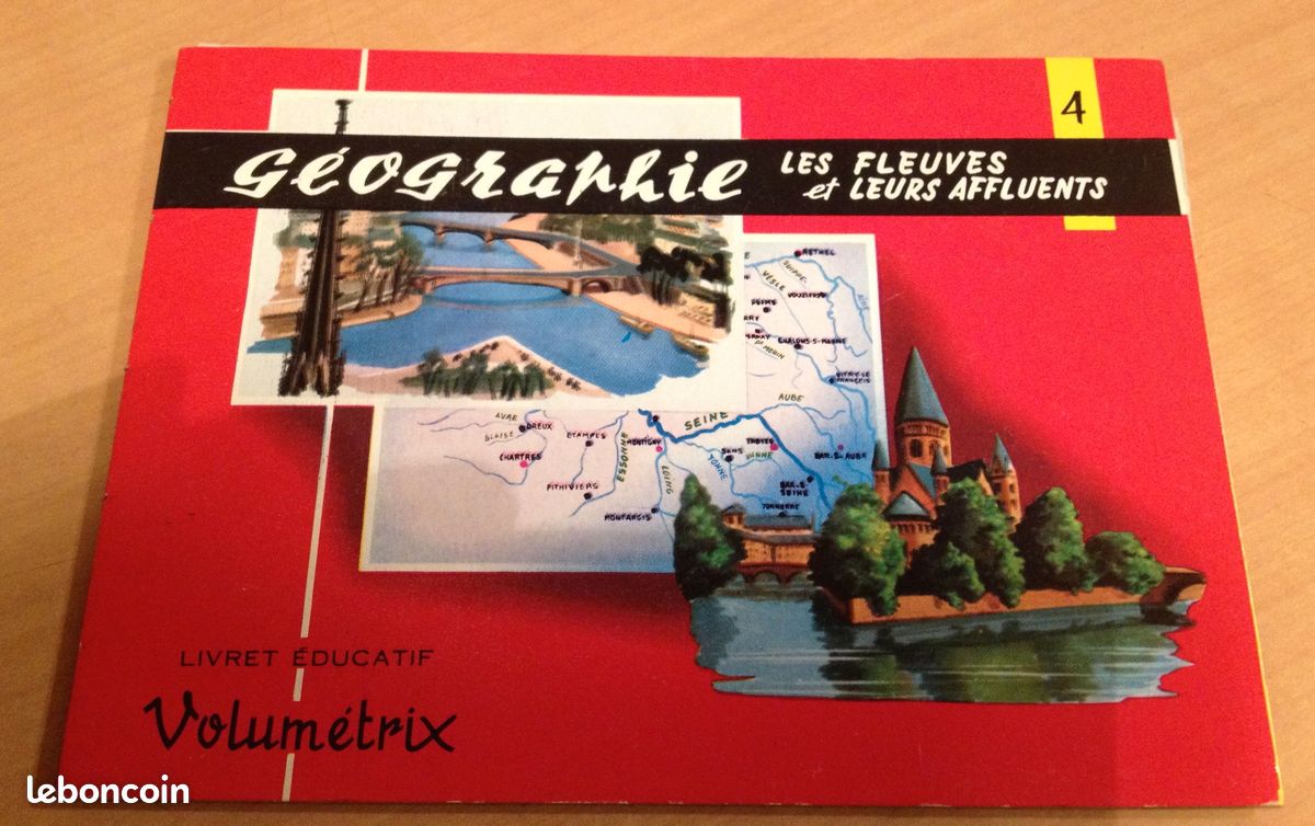 Livret d'images éducatives vintage VOLUMETRIX N° 4 - Géographie - Les fleuves et leurs affluents (image 1)