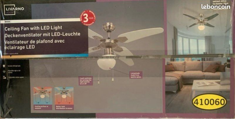 Ventilateur plafond avec éclairage LED.Neuf (image 2)