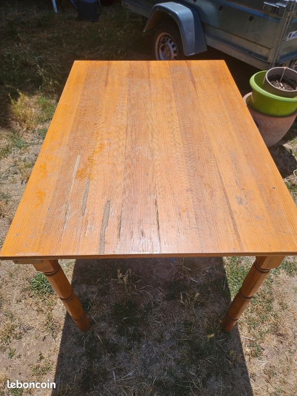 Table de cuisine / repas en bois — Idéal projet de rénovation (Relooking / Ponçage) (image 2)