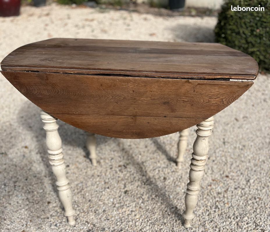 Table ovale ancienne bois à abattants (image 4)
